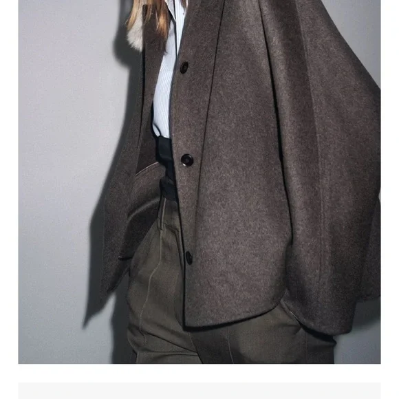 Zara Brown Wool Jacket - Picture 3 of 6